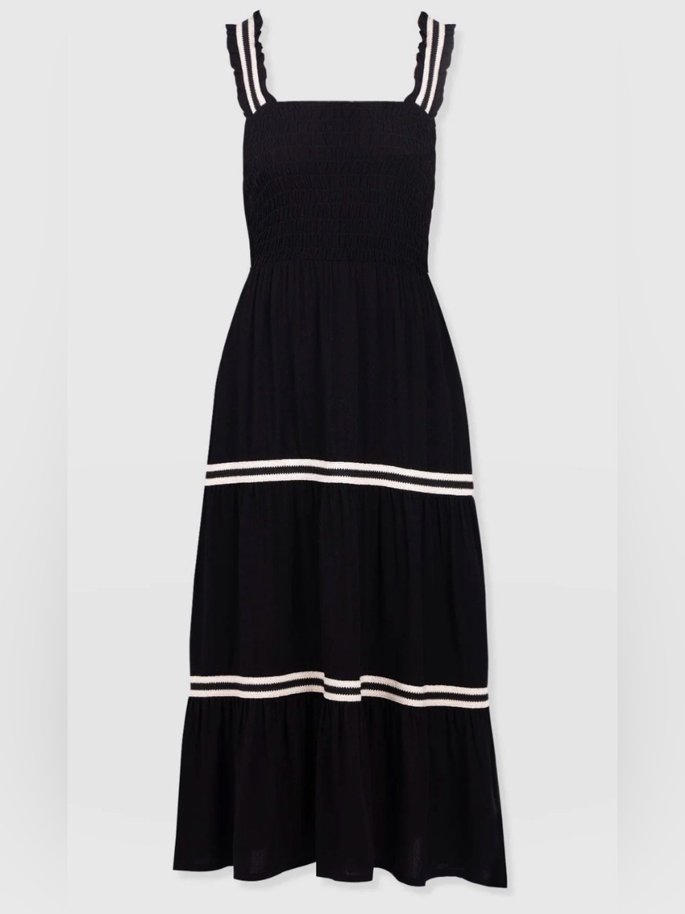 NWT Saint & Sophia Maya Shirring Midi Dress  Black Size 2